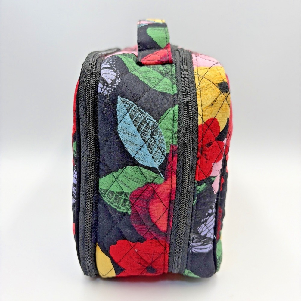 Vera Bradley Quilted Zip Top Brush Make Up Bag Havana Rose Black Floral Discont - Picture 3 of 12